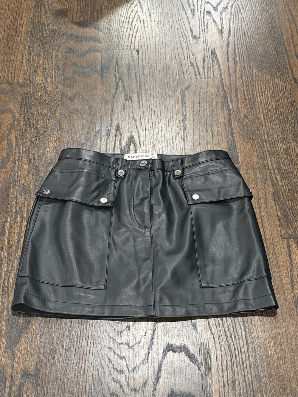 Naked Vice Lena Black Leather Mini Skirt